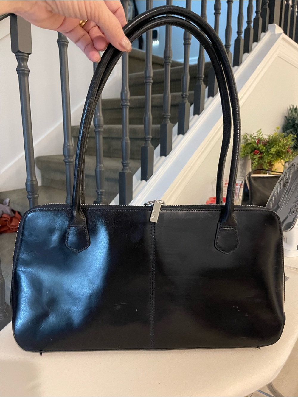 Vintage HOBO Black Leather Double-Handle bag (never used) - Picture 3 of 15